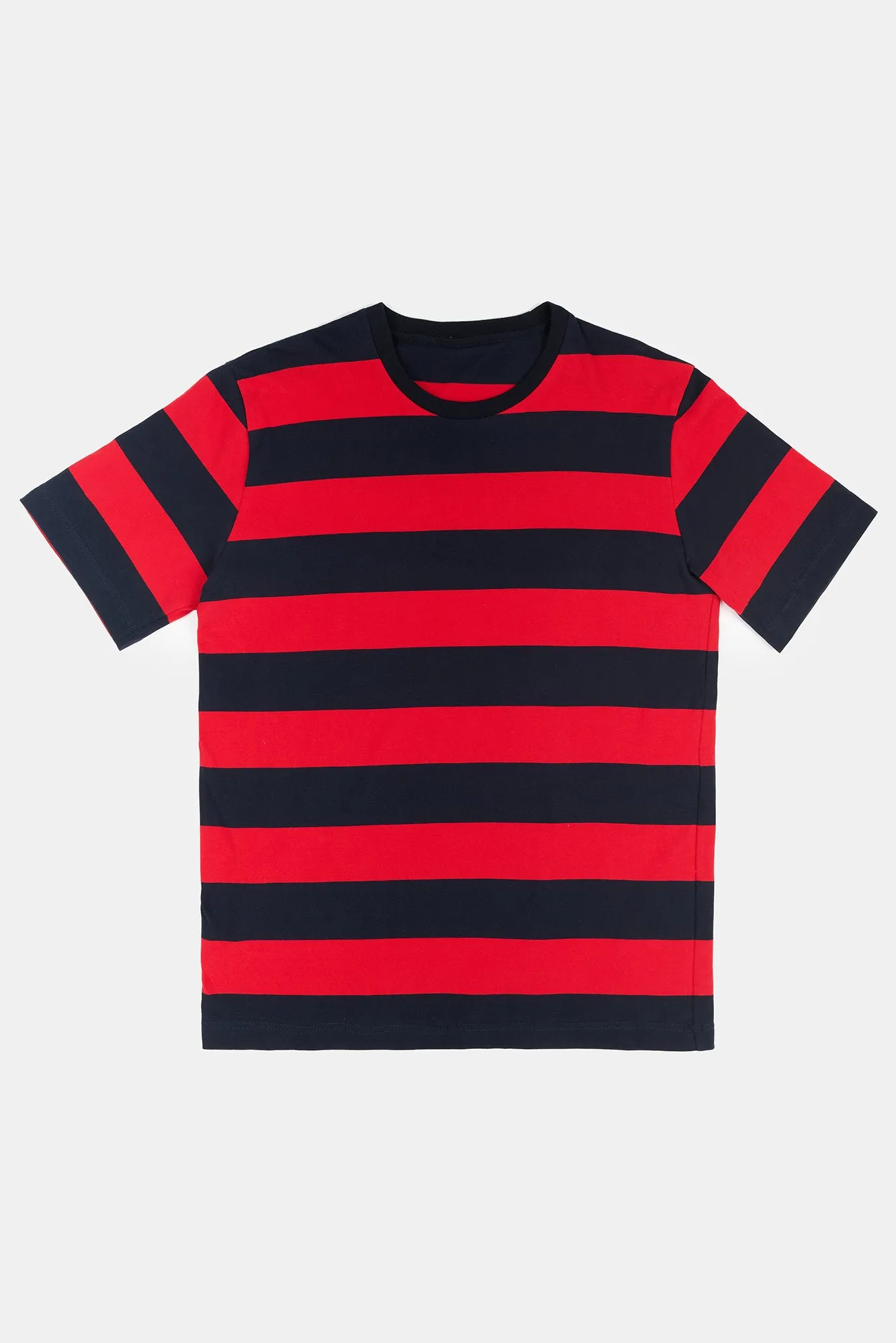 Women's Wide Stripe Short Sleeve T Shirt - Red/Navy